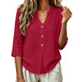 thumbnail image 7 of ZDNIXIAN Womens Short Sleeve Tops Casual Loose Button Down Shirts, Lightweight Solid Color Tunic Tops with Side Pocket for Daily Work Vacation Outfits, 7 of 7