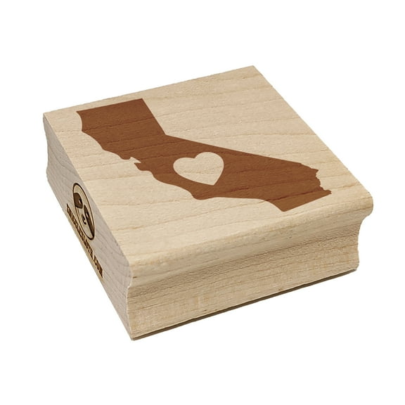 California State with Heart Square Rubber Stamp Stamping Scrapbooking Crafting - Small 1.25in