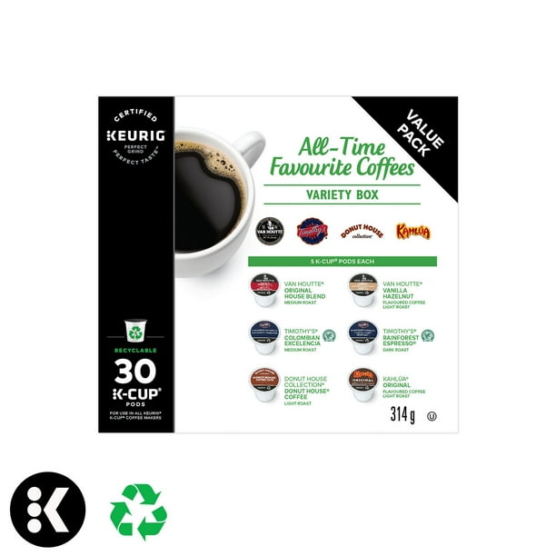 Keurig® Vos cafés favoris boîte variée capsules K-Cup® recyclables Boîte de 30 capsules k-cup®