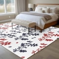 thumbnail image 4 of Area Rug for Living Room, Grey Red Botanical Non-Slip Indoor Large Carpet for Bedroom/Dining Room, Watercolor Spring Floral Summer Leaf Washable Low-Profile Rectangle Floor Runner Rugs - 5 x 7 Ft, 4 of 8