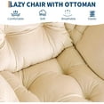 thumbnail image 3 of Lazy Chair with Ottoman - 400lb Capacity Lounge Chair, Oversized Reading Armchair with Folding Footrest & Side Pocket, Comfortable Accent Chair for Living Room, Bedroom (Khaki), 3 of 6
