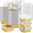 thumbnail image 1 of LOPYXBR 100 PCS Square Mini Cake Pans with Lids 4 Oz Mini Baking Pans with Lids Gold Cake Tins with Lids Aluminum Cupcake Pans with Lids Disposable Cupcake Tins with Lids for Bread Muffin Pudding, 1 of 7