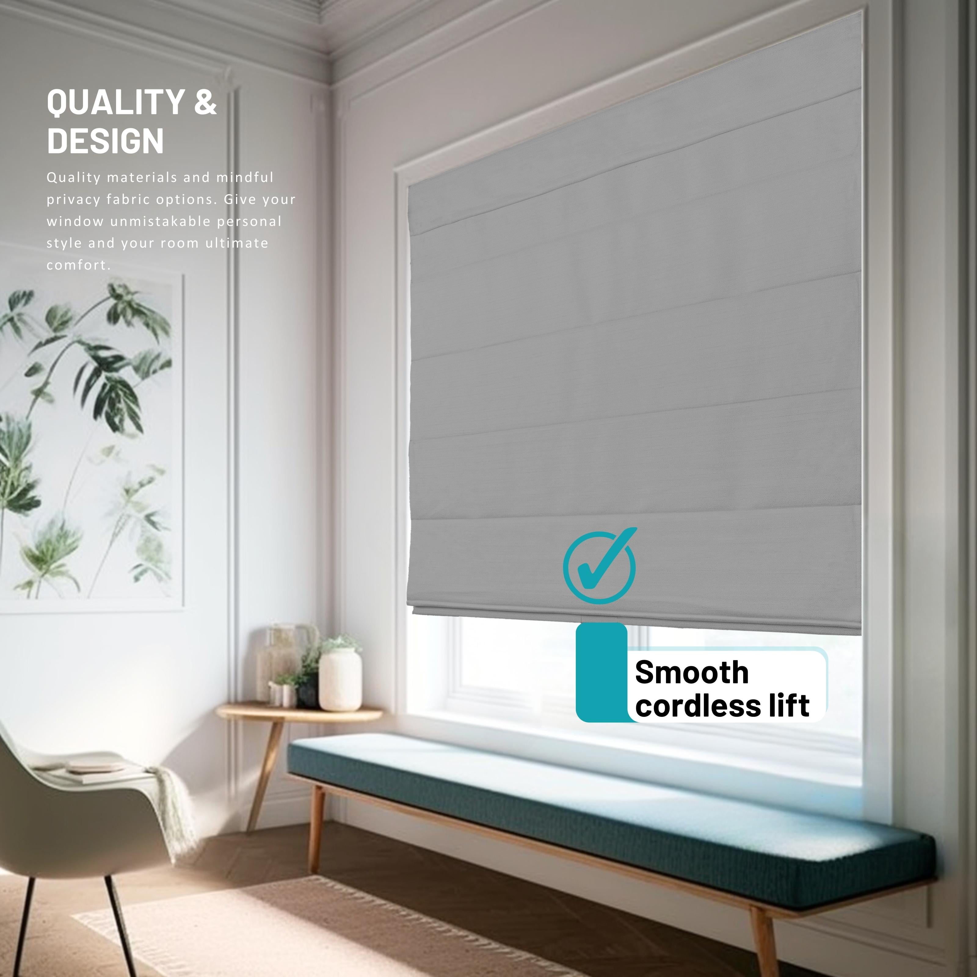 Chicology Cordless Roman Shades, Gray (Textured), 31"W X 64"H