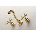 thumbnail image 3 of Kingston Brass KS3127NX Hamilton Double-Handle 3-Hole Wall Mount Bathroom Faucet in Brushed Brass, 3 of 8