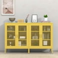 thumbnail image 5 of Elegant 40''H Metal Storage Cabinet with Mesh Doors,Steel Display Cabinet with Adjustable Shelves,Metal Office Storage Locker for Home Office,Yellow, 5 of 7
