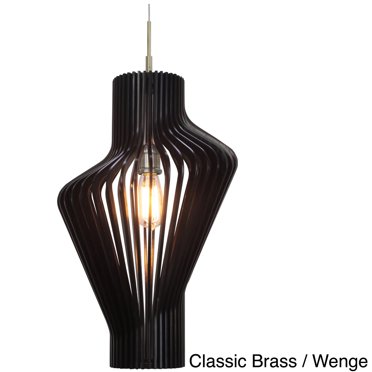 Woodbridge Lighting Escher 1-Light Seashell Wood Mini Pendant in Brass