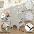thumbnail image 3 of KORIMEFA Toddler Standing Tower - Adjustable Height Toddler Kitchen Stool Helper - Ideal Kids Kitchen Step Stool for Learning New Skills - White, 3 of 14