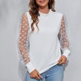 thumbnail image 5 of ZVNAΖH Womens Mesh Sheer Long Sleeve Layering Top Mock Neck Lace Floral Blouses Casual Business Spring Fall Outfits, 5 of 6