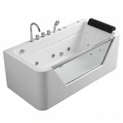 67 Luxury Whirlpool Bathtub with Panoramic Glass Window | 7 Hydro-Massage Jets, Waterfall Faucet & LED Chromatherapy | 1HP 750W Motor, Acrylic Spa Jetted Tub (110V) –Middle Drain