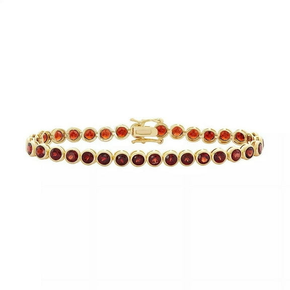 Garnet Tennis Bracelet,14K Gold plated Garnet Bracelet,14k Gold Bezel Set Garnet Tennis Bracelet ,Garnet Layering Bracelet For Women Gift
