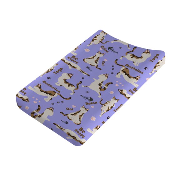Funny Yoga Cats Changing Pad Covers for Boy Girl Yoga Kitten Paws Fitted Baby Diaper Changing Table Sheets 32''×16'' Cats Lovers Gift Nursery Cradle & Bassinet Sheets