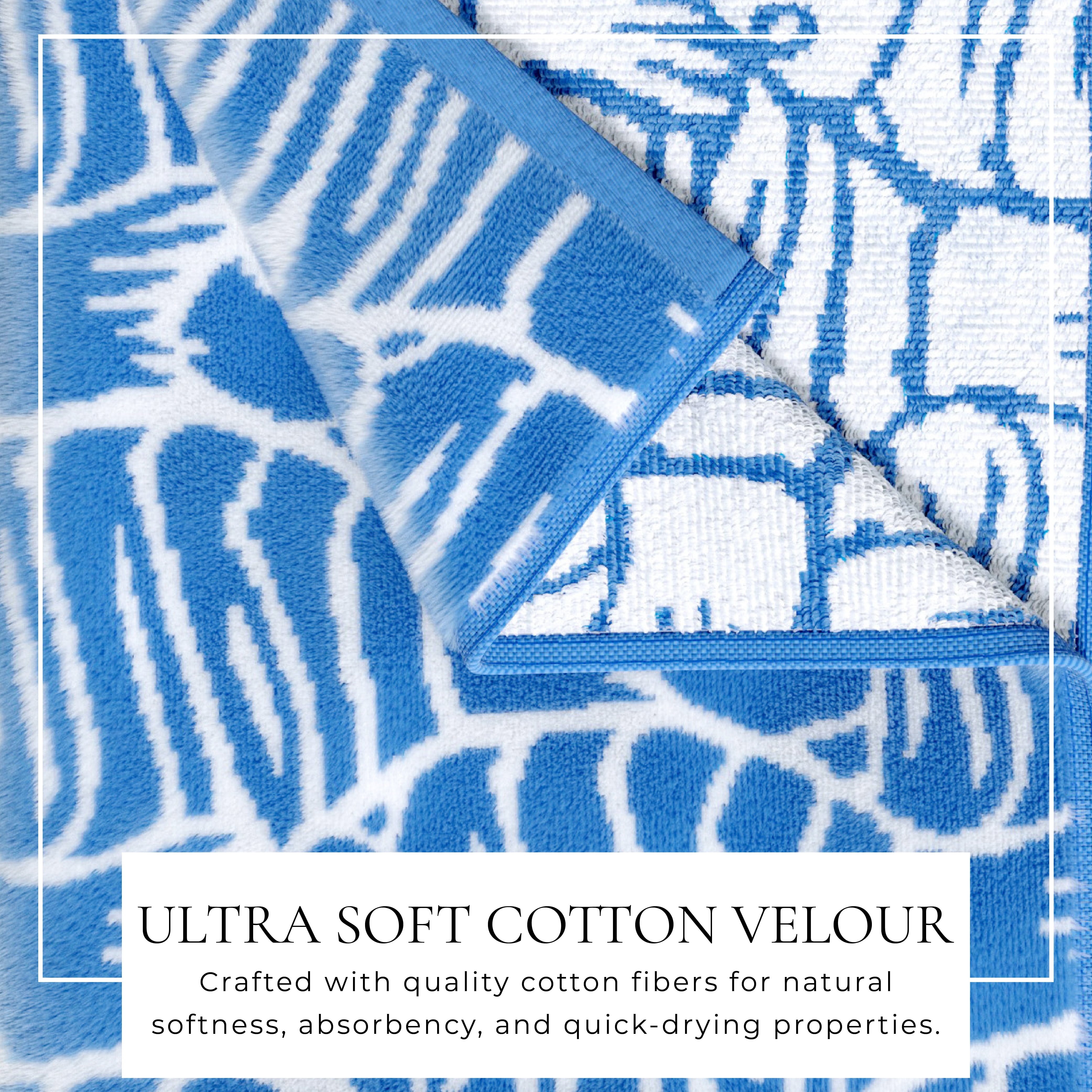 100% Cotton Oversized 36" x 68" Blue Fish Beach & Pool Towels