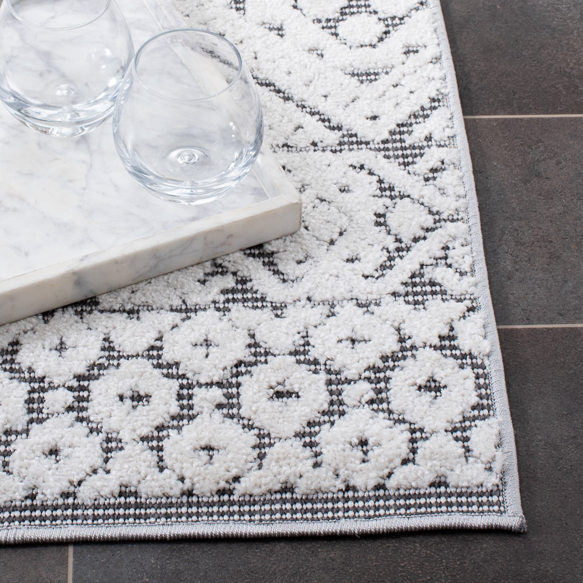 Safavieh Cabana Allycia Ivory/Grey 2'2"X9' Indoor/Outdoor Runner
