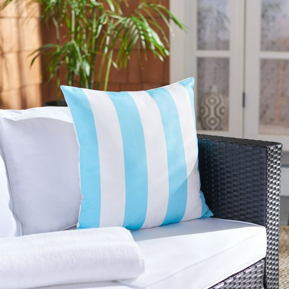 SAFAVIEH Macie Striped Pillow, 18" x 18", Light Blue
