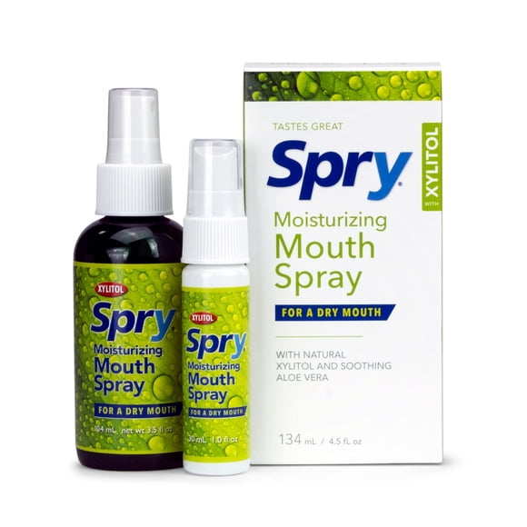 Spry Xylitol Moisturizing Bad Breath Mouth Spray, Oral Care Breath Spray with Spearmint Flavor, 4.5 fl.oz (Pack of 1)