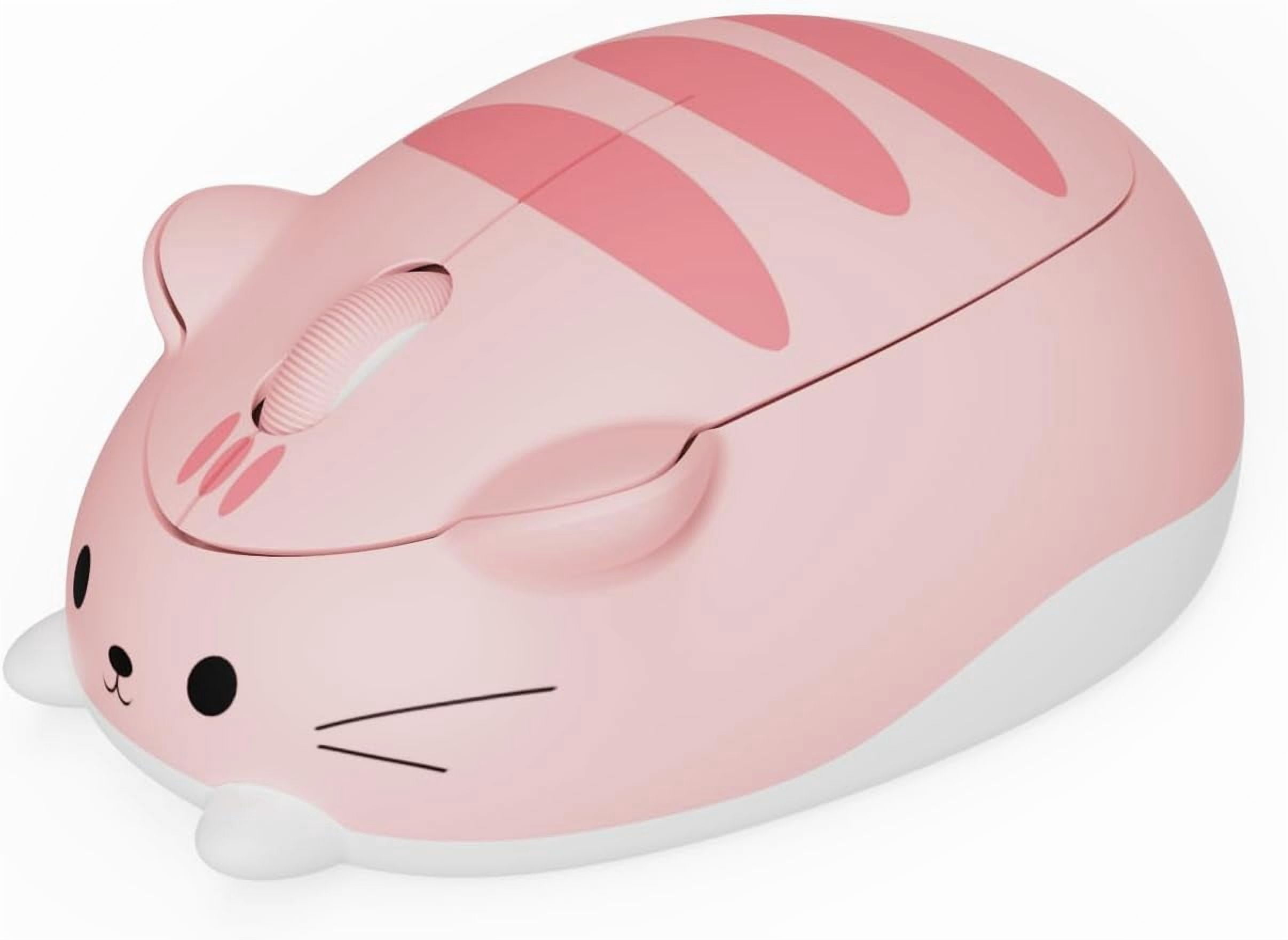 Cat Theme Wireless Gaming Mouse Pink, Tri-Mode BT3.0/BT5.0/2.4G, Cute Optical Cordless Cartoon Mice for Computer/Laptop/Desktop/PC, Compatible with Mac/Win (Pink Angie)