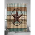 thumbnail image 5 of Boanket Polyester Fabric Teal Brown Farmhouse Shower Curtain, Country Texas Star Vintage Waterproof Bathtub Curtain Bathroom Decor Set with Hooks 72 x 72 Inches,, 5 of 6