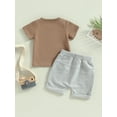 thumbnail image 3 of Inevnen Infant Boy Summer Clothes Suits Letter Print Short Sleeve Crew Neck T-Shirts and Elastic Waist Shorts 2Pcs Set, 3 of 7