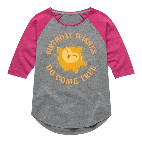 Disney Wish - Birthday - Wishes Do Come True - Toddler & Youth Girls Raglan Graphic T-Shirt