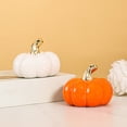 thumbnail image 4 of Small Ceramic Pumpkin Decoration, Paintable Fall Halloween Thanksgiving Decor, 2.6" Glossy Orange Saffron Figurine, Weatherproof DIY Craft Centerpiece for Kitchen Table Porch Home Accent Gift, 4 of 8