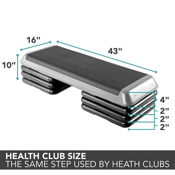 The Step Freestyle Aerobic Platform - Health Club Size - Includes Full Size Platform, 4 Original Black Risers and 2 Freestyle Black Risers