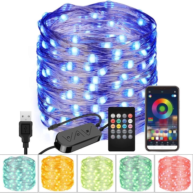 Xihbxyly Guirnalda de Luces Led Inteligentes, Programables, Control Por App, 29 Modos, Sincronización Musical, Ip65 Resistente a La Intemperie, para Uso En Interiores y Exteriores, Decoración Navideñ
