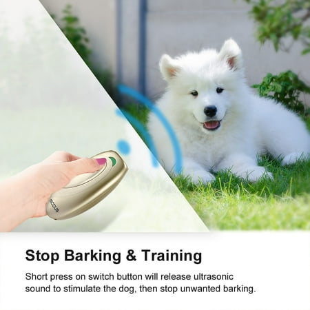 - Dog Bark Control- Petacc Handheld Ultrasonic Barking Stopper Dog Trainer with Anti-static Wrist Strap, Champaign Gold