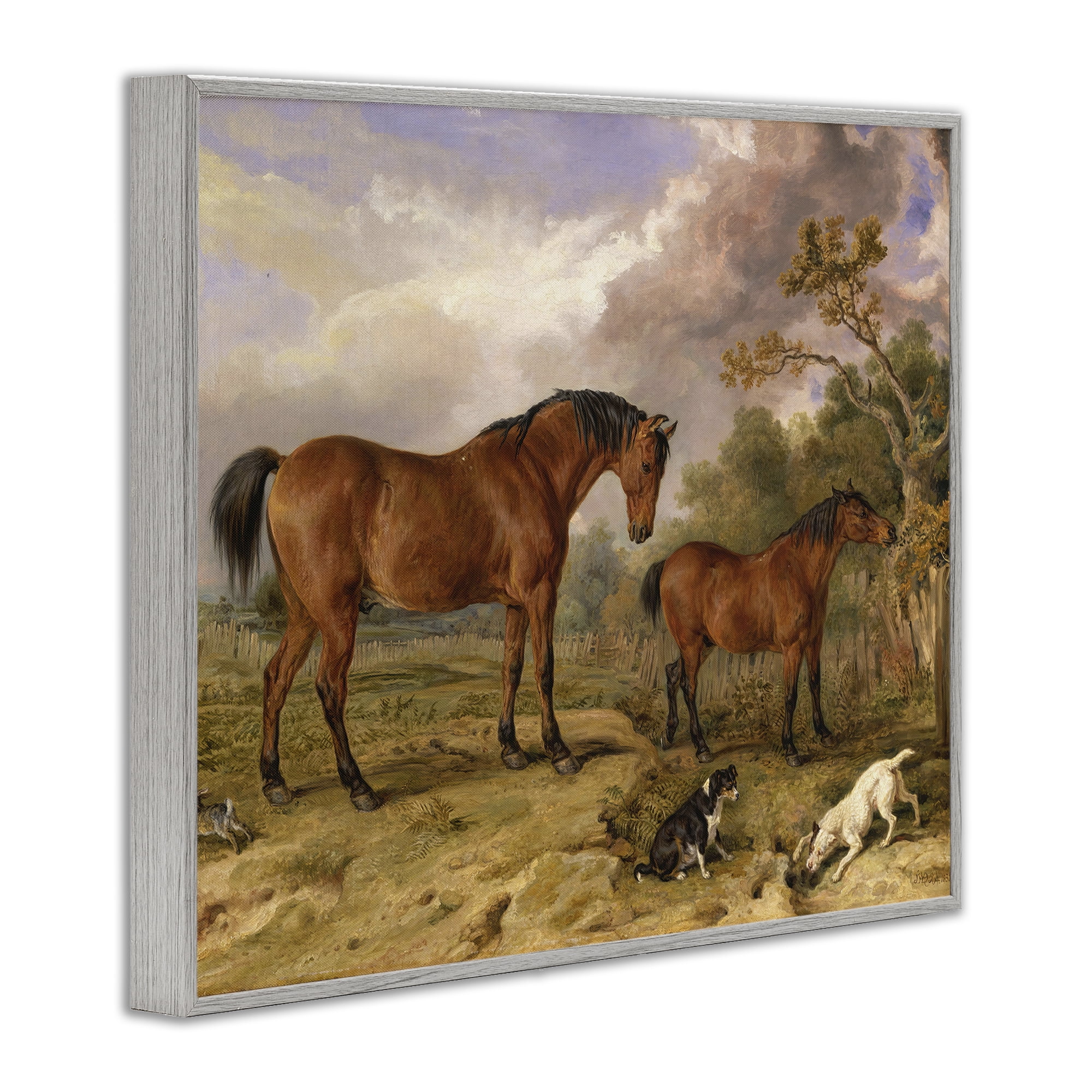 Stupell Industries Classic Portrait of Horses Gray Framed Giclee Art, design by Tina LeCour