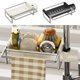 thumbnail image 1 of Estante organizador de esponja para fregadero de cocina | Jabonero para platos de acero inoxidable con toallero para encimera | Carrito de almacenamiento drenante multifuncional | Diseño compacto, 1 of 7