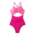 thumbnail image 3 of Tqyyweavej One Piece Swimsuits for Women Spaghetti Strap Criss Cross Pleated Bathing Suits Deep V Neck Color Block Cutout Swimwear S-2XL, 3 of 9