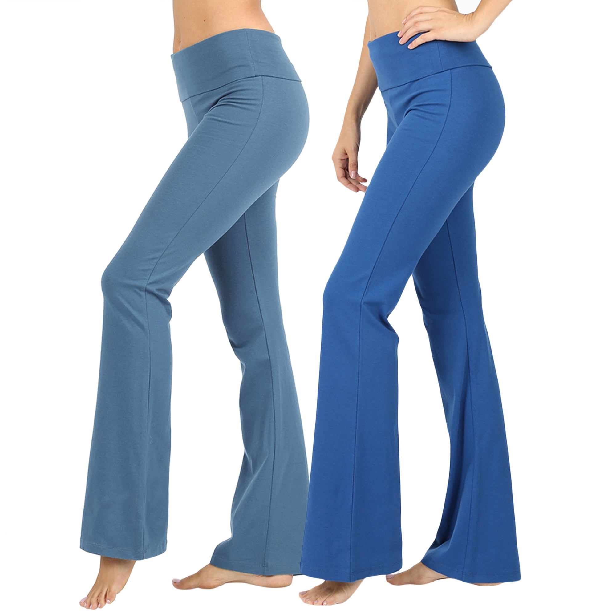 Yoga Pants Womens Plus Stretch Cotton Foldover Waist Bootleg