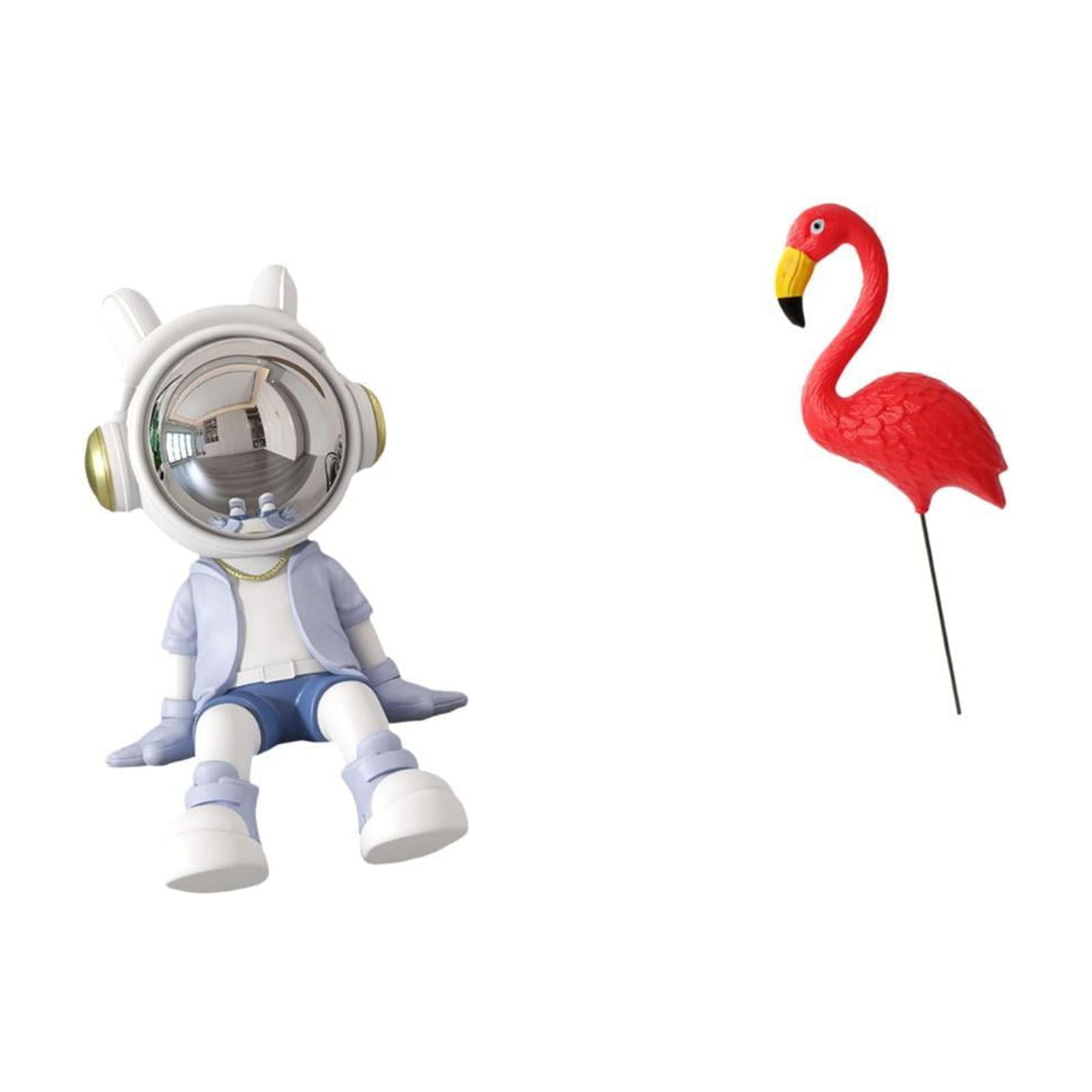 CarpNettore Astronaut Bird Statue Figurine Nordic Sculpture Decorative Ornament for Bookshelf Entrance Living Room Home Decor And Yard Art Flamingo Garden Stake S