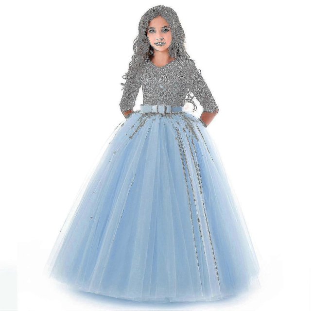 Girls Lace Long Prom Gowns Bridesmaid Kids Dresses For Girls Teens Girl Party Dress Kids Princess Evening Formal Wedding Vestido