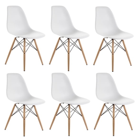 Eiffel Dining Chair with Wood Base - White