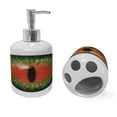 thumbnail image 2 of Ambesonne Reptile Soap Dispenser & Toothbrush Holder Set, Exotic Cat Eye Egypt, 2 Pcs, Black Green Red, 2 of 6