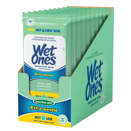 (Pack of 10) Wet Ones Antibacterial Hand Wipes Travel Pack, Sensitive Skin, 20 (Best Hand Wipes For Travel)