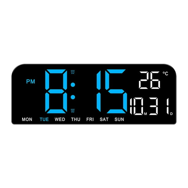 Reloj despertador digital, reloj de pared, reloj de escritorio, configuración de alarma dual, pantalla LED para Azul