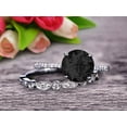 thumbnail image 1 of Glaring Staggering Ring 2 Carat Black Diamond Moissanite Engagement Ring Solid 10k White Gold 6mm Round Cut Gemstone Promise Ring Bridal Ring Set, 1 of 5