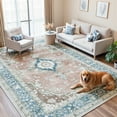 thumbnail image 6 of 6'x9' Area Rugs for Living Room Washable, Pink Vintage Boho Non Slip Rug- Persian Oriental Traditional Farmhouse Carpet for Bedrooms Dining Room, Living Room, Home Office., 6 of 11