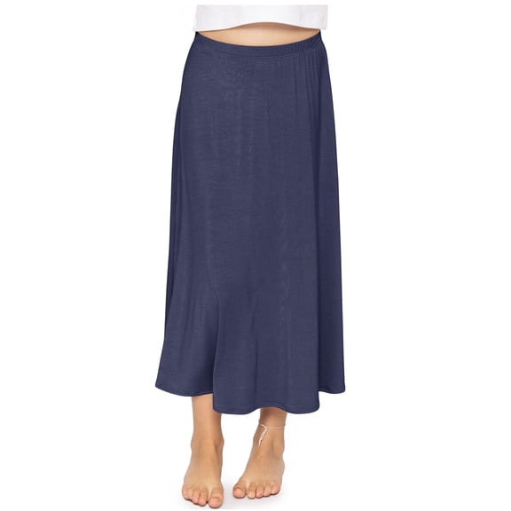 Stretch Is Comfort Girl's Ankle Length Skirt Navy Blue Large
