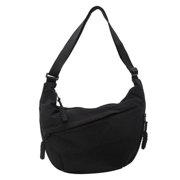 Guardurnaity Bolso bandolera de moda para estudiantes, estructura espaciosa, con bolsillos frontales con cremallera para diario. Bolsas de mensajero y de hombro negro