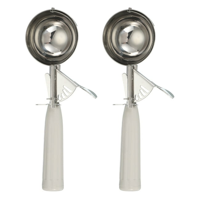 Uxcell 2 Pcs Cookie Scoops, Ice Cream Scoop with Trigger for Baking Cookie Dough Rice Pudding Kitchen Gadget, Beige