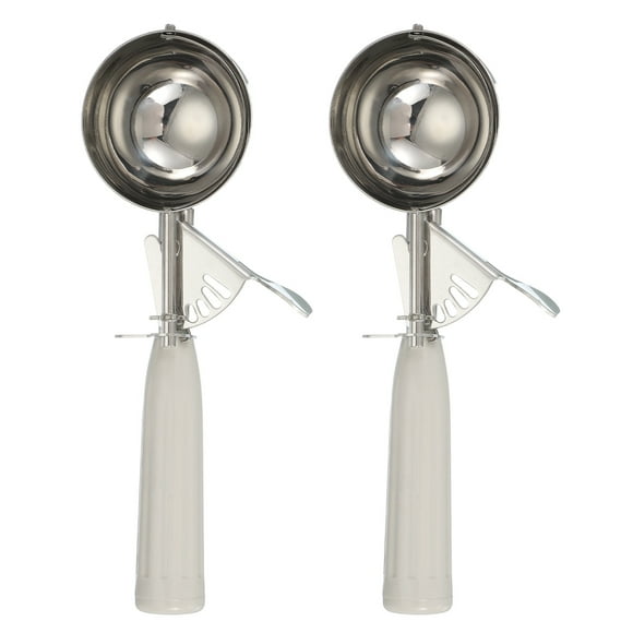 Uxcell 2 Pcs Cookie Scoops, Ice Cream Scoop with Trigger for Baking Cookie Dough Rice Pudding Kitchen Gadget, Beige