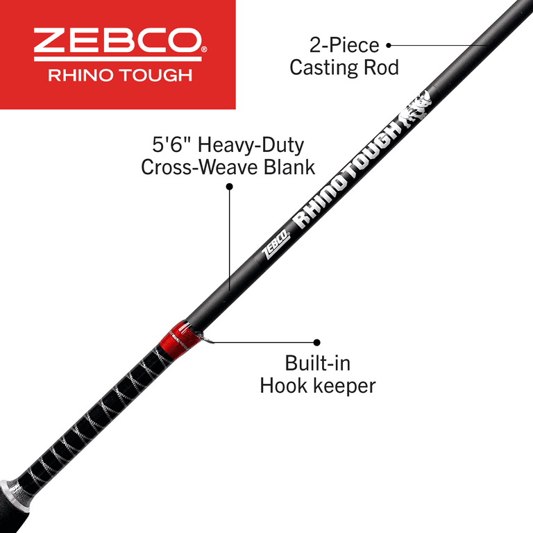 Zebco Rhino Tough Casting Fishing Rod, 5-Foot 6-Inch Fishing Pole, Black 