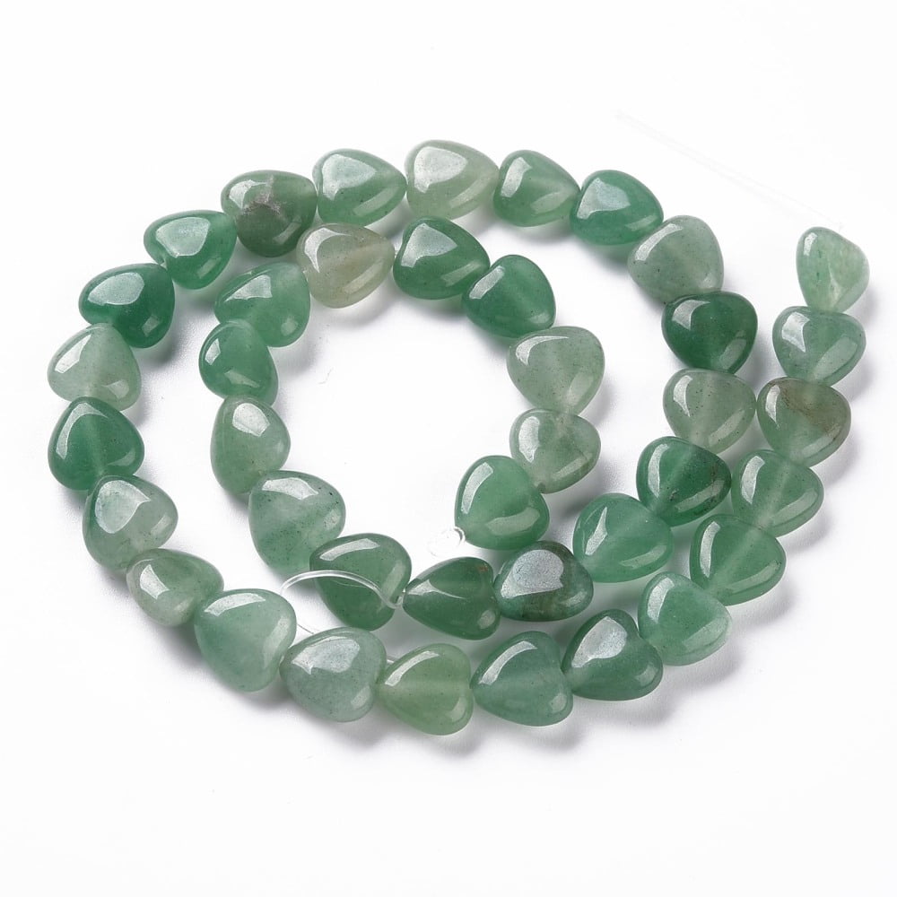 Natural Green Aventurine Bead Strands Heart 10x10x5mm Hole: 1mm 40pcs/strand 15.3 inch