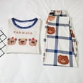 thumbnail image 4 of FUNDUFI Women's Pajama Sets Cute Sweet Bear Printed Long Sleeve Oversized Pajamas T-Shirt Stretchy Sleepwear Pants Breathable Loose Fit 2Pcs Homewear Pajama Sets Comfy Pjs For Women, 4 of 9