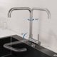 thumbnail image 3 of Grifo de cocina de acero inoxidable, mezclador de agua fría y caliente, giratorio de 360°, para 1 fregadero y 2 fregaderos, con canal de agua sin plomo y tubería PEX de grado alimenticio (cartucho de, 3 of 5