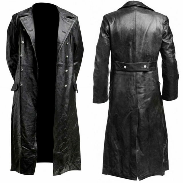 Uniforme militar clásico alemán Steampunk para hombre, disfraz de oficial, gabardina negra, abrigo Medieval, ropa gótica