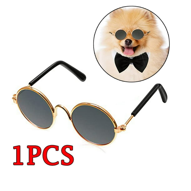 1 Pcs Pet Sunglasses Retro Dog Sunglasses Round Metal Puppy Sunglasses Cosplay Eyewear Photo