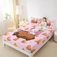thumbnail image 3 of Erosebridal Pink Axolotl Brown Capybara Full Size Sheets For Kids,Cute Animals Bed Sheets For Capybara Lovers 4 Pieces, 3 of 6
